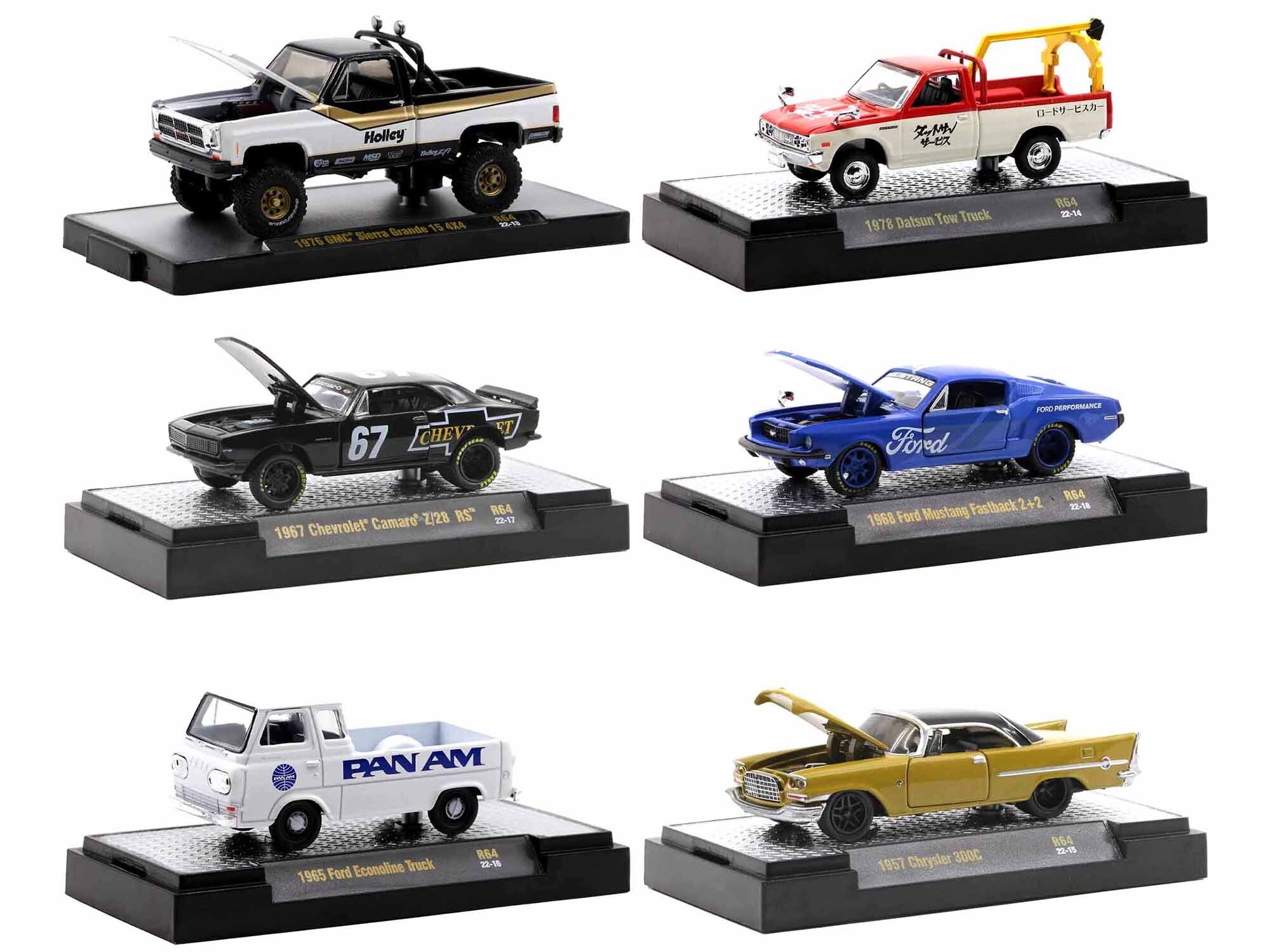 "Auto Meets" Set of 6 Cars IN DISPLAY CASES Release 64 Limited Edition to 9600 pieces Worldwide 1/64 Diecast Model Cars by M2 Machines M2