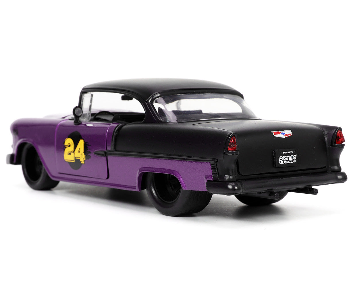 1955 Chevrolet Bel Air #24 Purple Metallic and Matt Black "Bigtime Muscle" Series 1/24 Diecast Model Car by Jada Jada