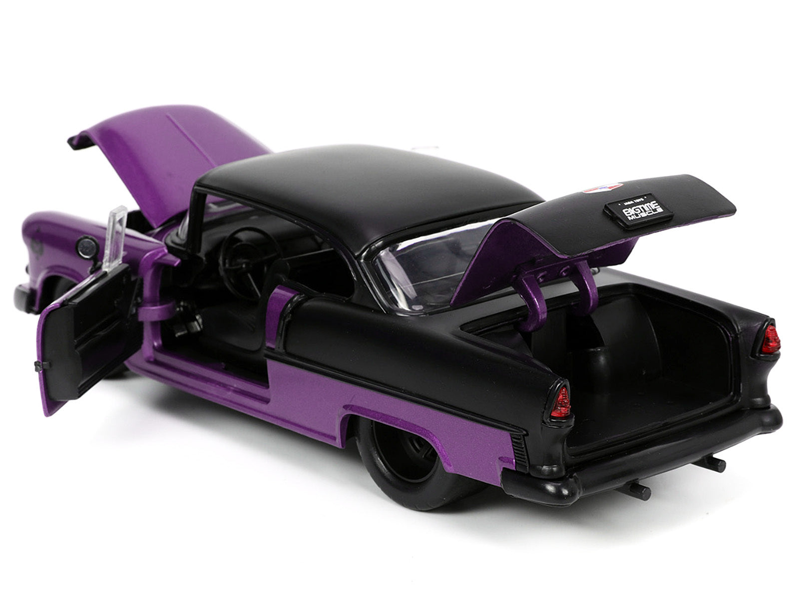 1955 Chevrolet Bel Air #24 Purple Metallic and Matt Black "Bigtime Muscle" Series 1/24 Diecast Model Car by Jada Jada