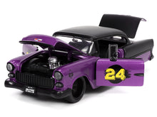 Load image into Gallery viewer, 1955 Chevrolet Bel Air #24 Purple Metallic and Matt Black &quot;Bigtime Muscle&quot; Series 1/24 Diecast Model Car by Jada Jada
