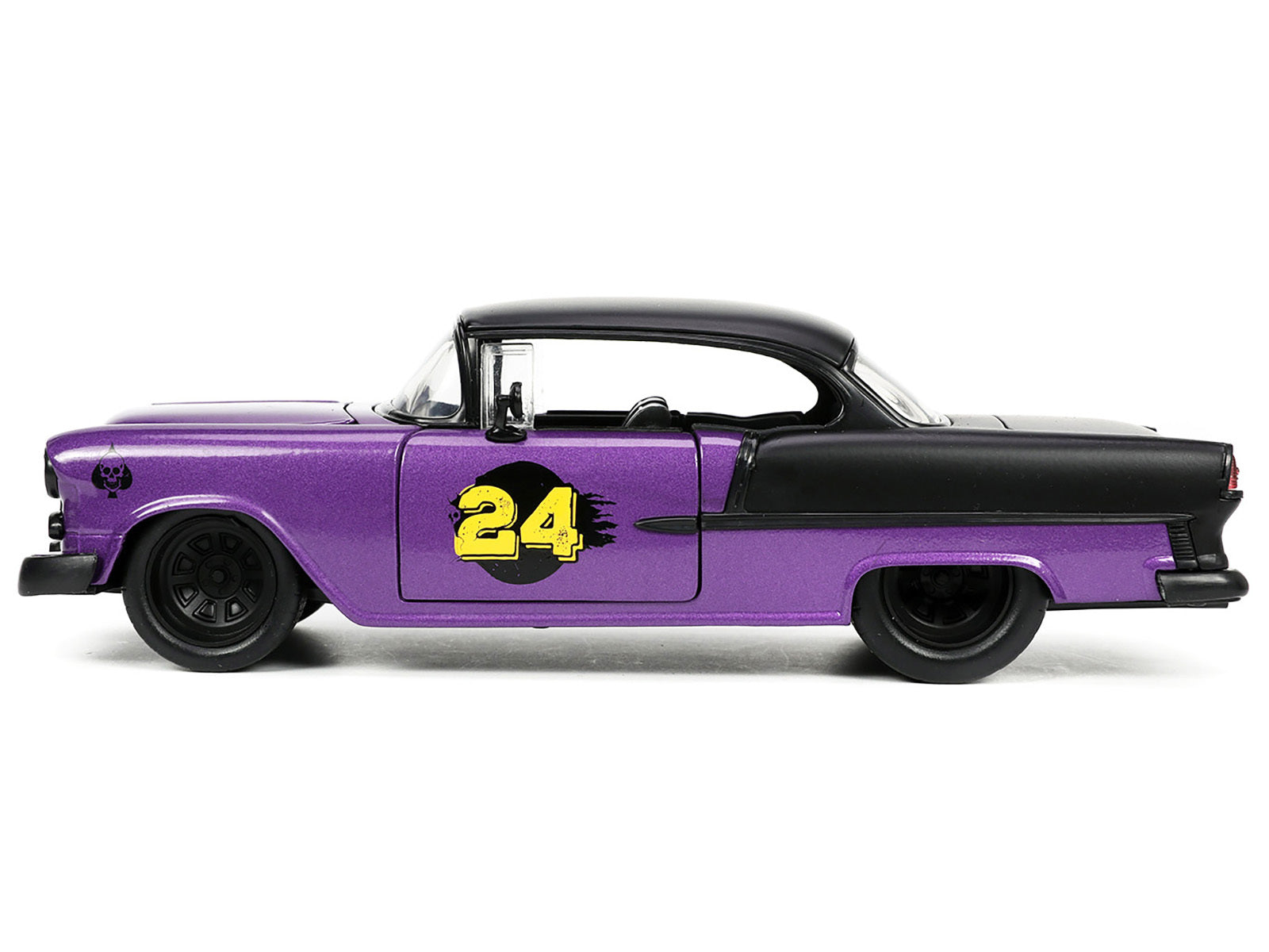 1955 Chevrolet Bel Air #24 Purple Metallic and Matt Black "Bigtime Muscle" Series 1/24 Diecast Model Car by Jada Jada