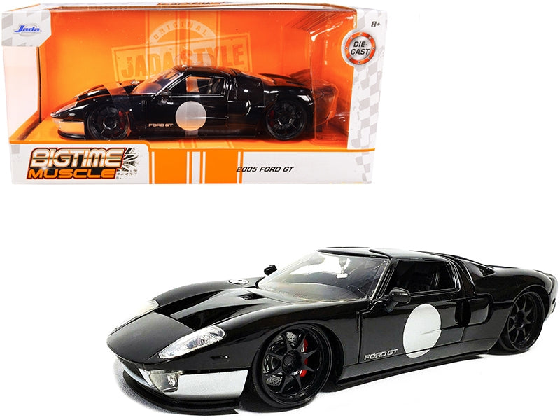 2005 Ford GT Black and Silver "Bigtime Muscle" Series 1/24 Diecast Model Car by Jada Jada