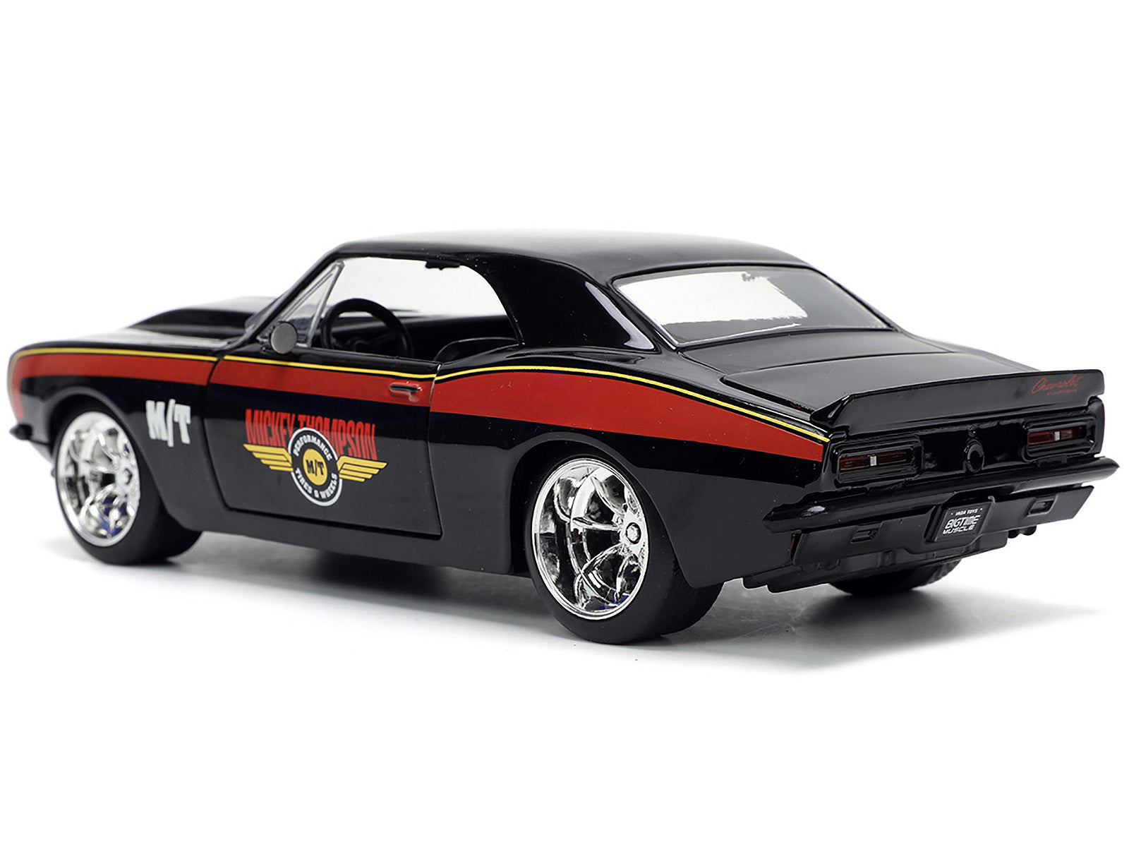 1967 Chevrolet Camaro "Mickey Thompson" Black with Red and Yellow Stripes "Bigtime Muscle" Series 1/24 Diecast Model Car by Jada Jada