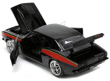 Load image into Gallery viewer, 1967 Chevrolet Camaro &quot;Mickey Thompson&quot; Black with Red and Yellow Stripes &quot;Bigtime Muscle&quot; Series 1/24 Diecast Model Car by Jada Jada
