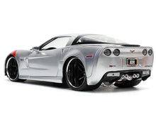 Load image into Gallery viewer, 2006 Chevrolet Corvette Z06 Silver Metallic with Red Stripes &quot;Bigtime Muscle&quot; Series 1/24 Diecast Model Car by Jada Jada
