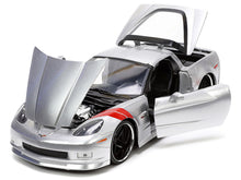 Load image into Gallery viewer, 2006 Chevrolet Corvette Z06 Silver Metallic with Red Stripes &quot;Bigtime Muscle&quot; Series 1/24 Diecast Model Car by Jada Jada
