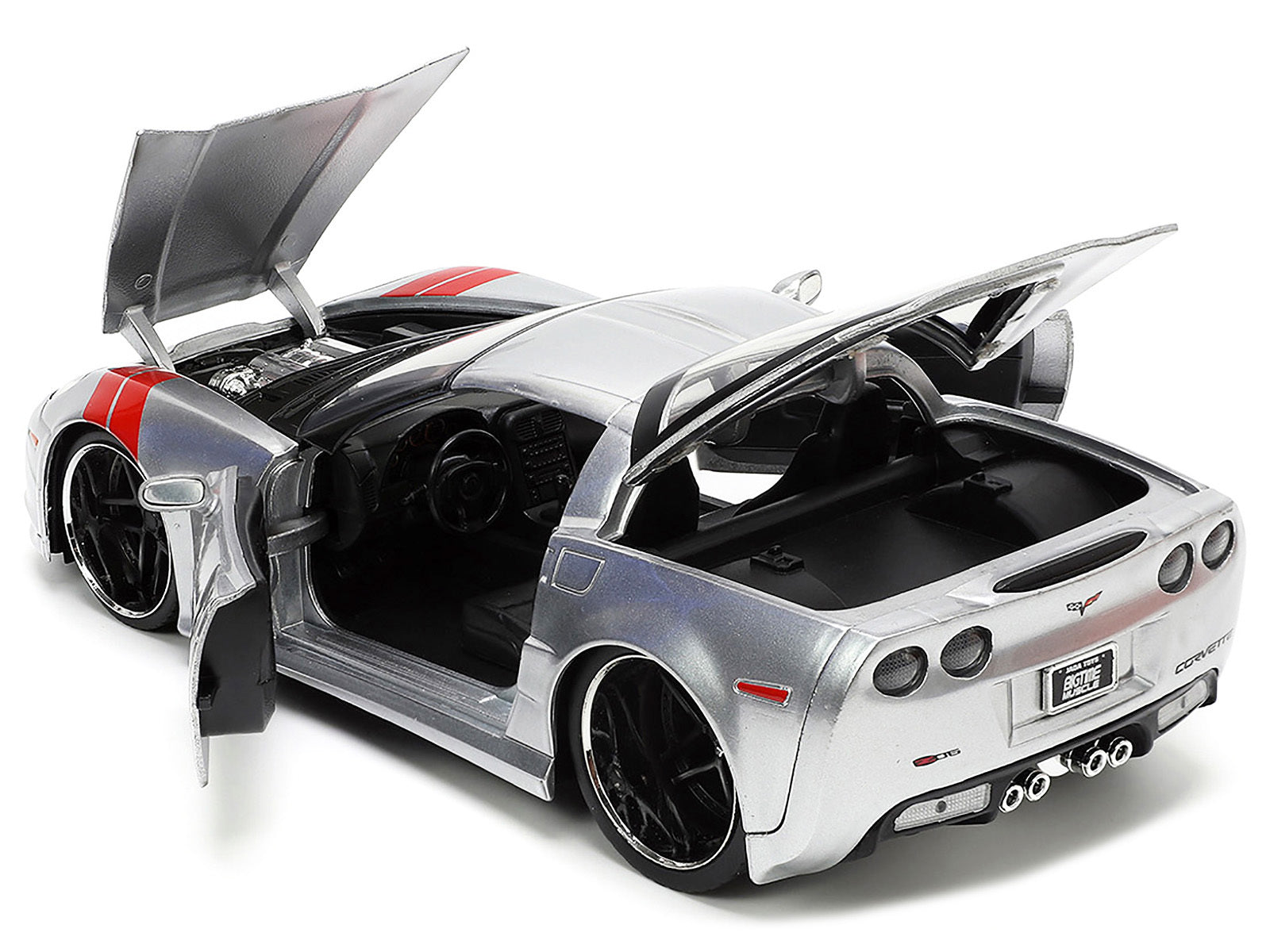 2006 Chevrolet Corvette Z06 Silver Metallic with Red Stripes "Bigtime Muscle" Series 1/24 Diecast Model Car by Jada Jada