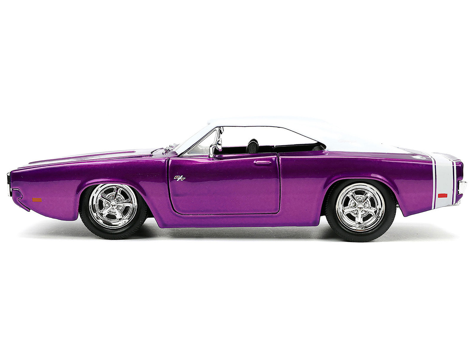 1970 Dodge Charger R/T Purple Metallic with White Top and Tail Stripe "Bigtime Muscle" Series 1/24 Diecast Model Car by Jada Jada