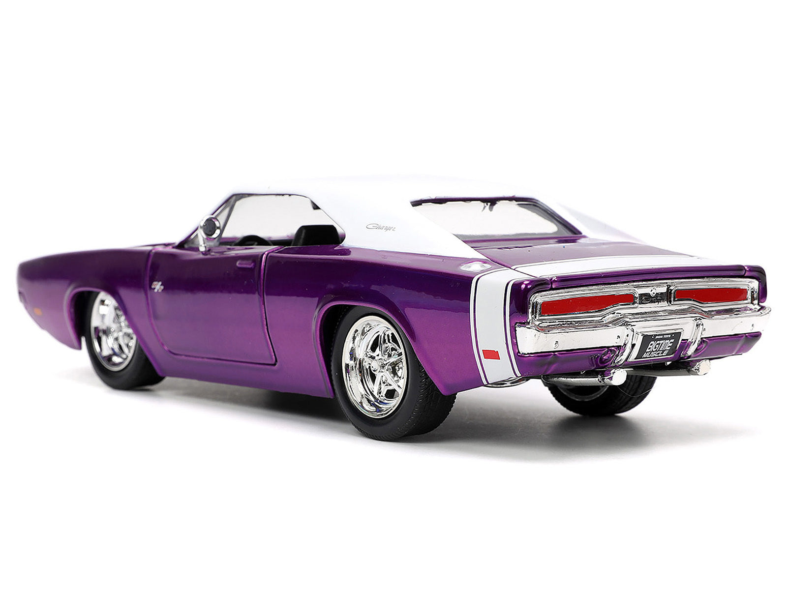 1970 Dodge Charger R/T Purple Metallic with White Top and Tail Stripe "Bigtime Muscle" Series 1/24 Diecast Model Car by Jada Jada