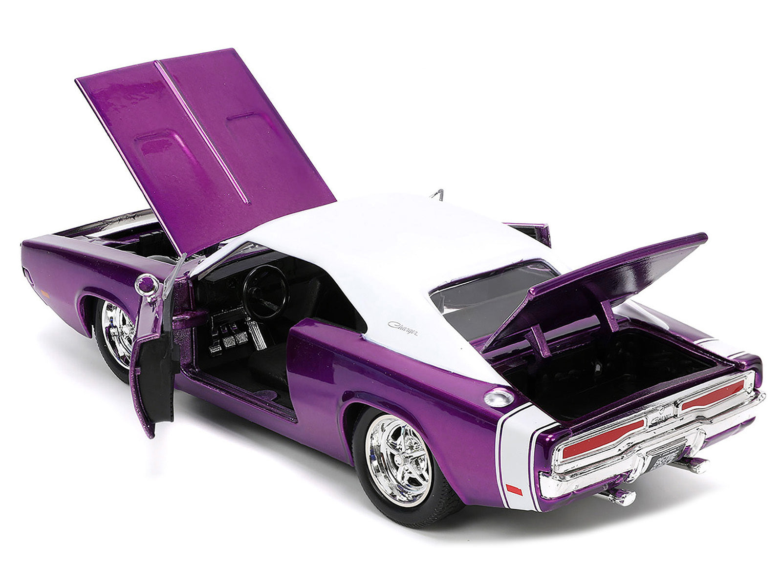 1970 Dodge Charger R/T Purple Metallic with White Top and Tail Stripe "Bigtime Muscle" Series 1/24 Diecast Model Car by Jada Jada