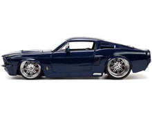 Load image into Gallery viewer, 1967 Ford Mustang Shelby GT500 Dark Blue Metallic with White Stripes &quot;Bigtime Muscle&quot; Series 1/24 Diecast Model Car by Jada Jada
