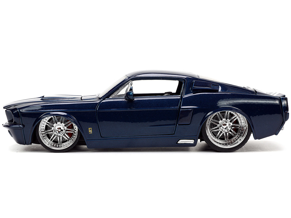 1967 Ford Mustang Shelby GT500 Dark Blue Metallic with White Stripes "Bigtime Muscle" Series 1/24 Diecast Model Car by Jada Jada