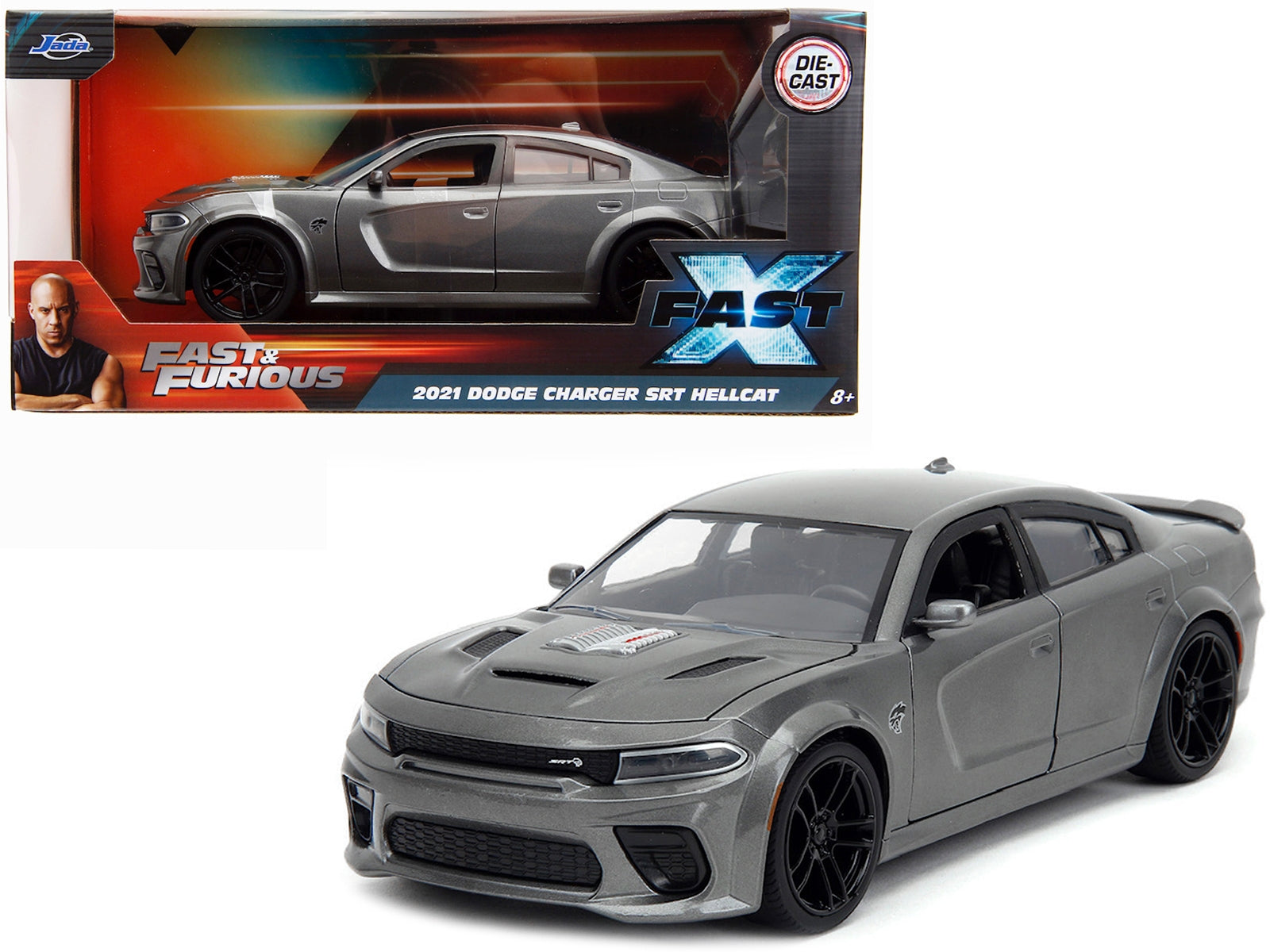 2021 Dodge Charger SRT Hellcat Gray Metallic "Fast X" (2023) Movie "Fast & Furious" Series 1/24 Diecast Model Car by Jada Jada