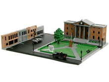 Load image into Gallery viewer, Hill Valley Courthouse Diorama with Black Pickup Truck and Delorean &quot;Back to the Future&quot; (1985) Movie &quot;Nano Scene&quot; Series Model by Jada Jada
