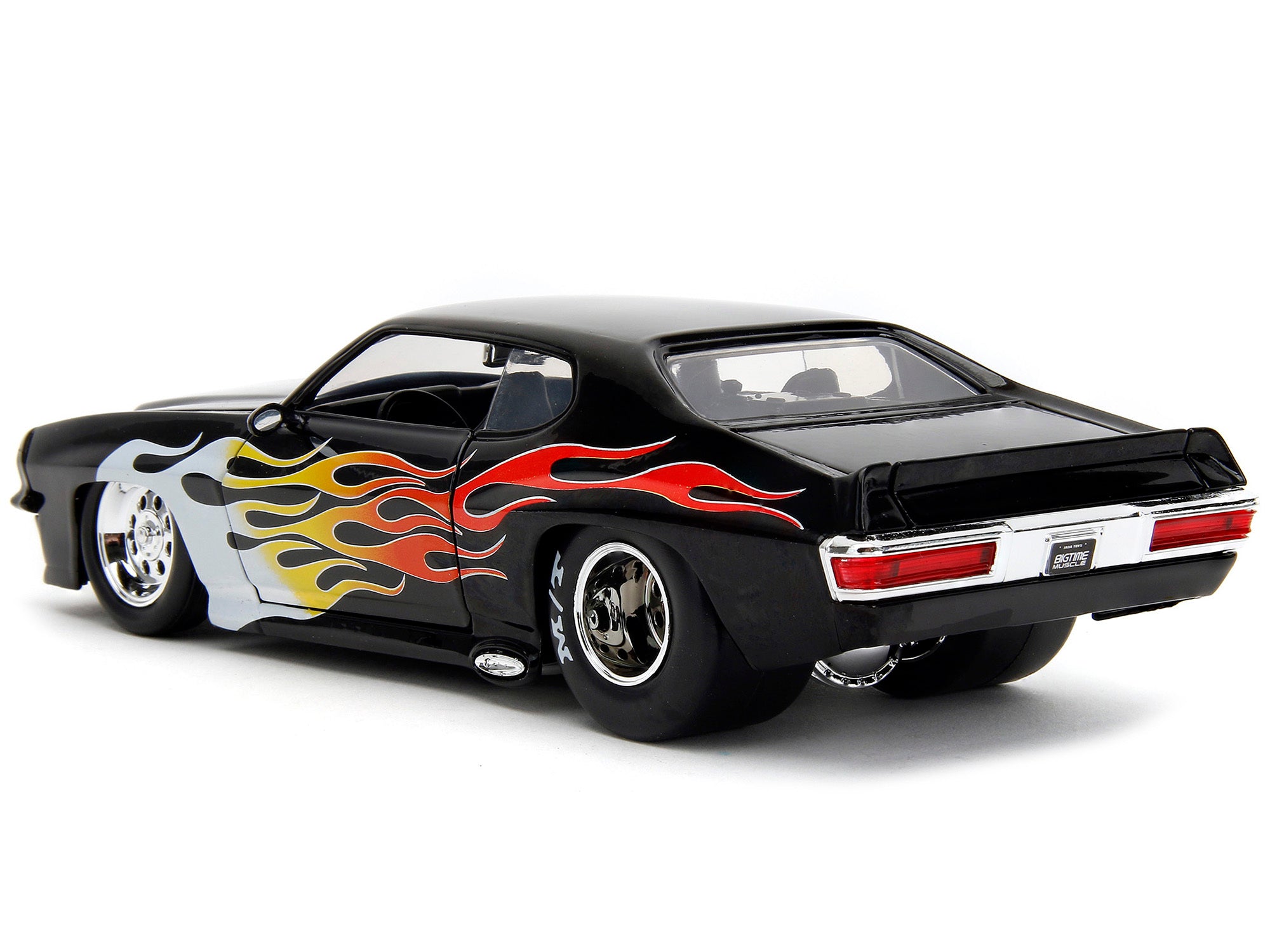 1971 Pontiac GTO Black with Flame Graphics "Bigtime Muscle" Series 1/24 Diecast Model Car by Jada Jada