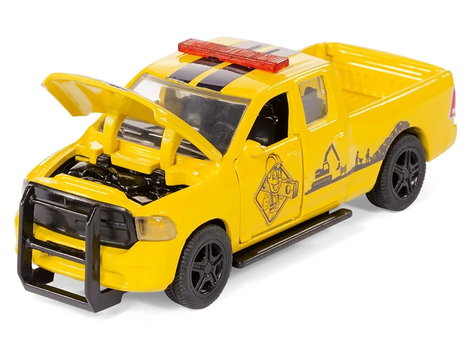 Ram 1500 Pickup Truck Yellow with Compressor Trailer and Worker Figure with Accessories Set 1/50 Diecast Models by Siku SIKU