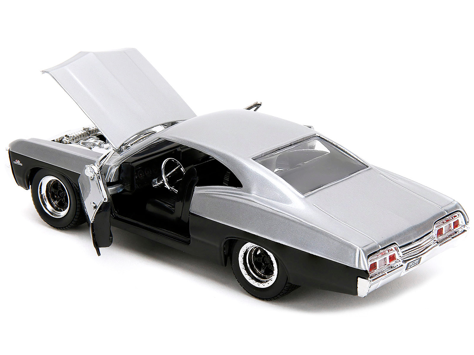 1967 Chevrolet Impala SS Silver Metallic and Black "Bigtime Muscle" Series 1/24 Diecast Model Car by Jada Jada