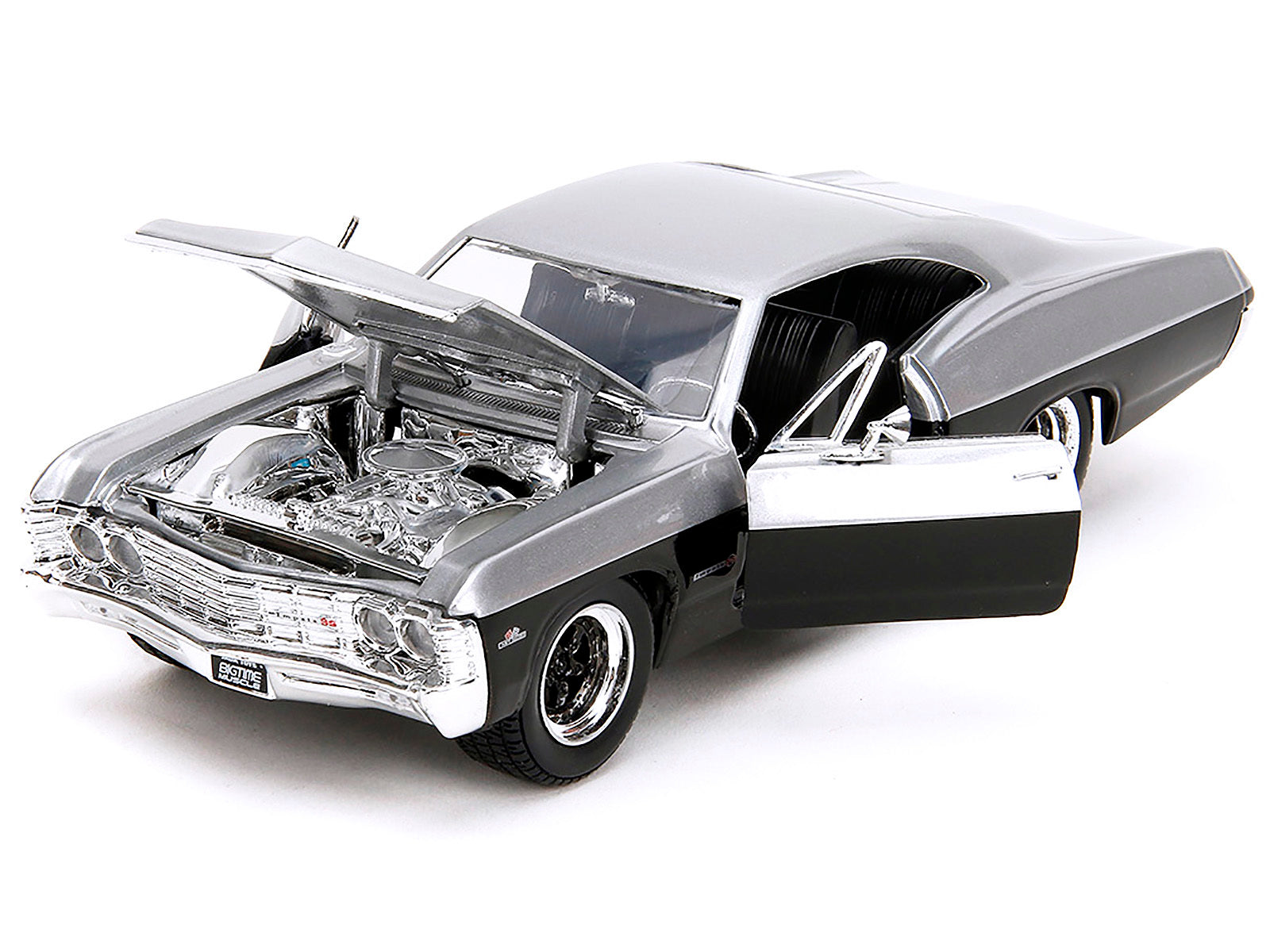 1967 Chevrolet Impala SS Silver Metallic and Black "Bigtime Muscle" Series 1/24 Diecast Model Car by Jada Jada