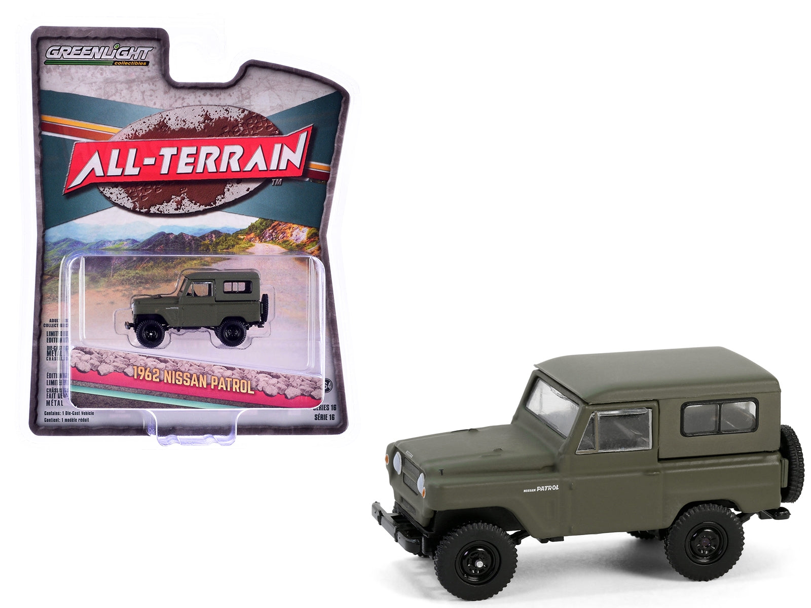 1962 Nissan Patrol Matt Olive Green "All Terrain" Series 16 1/64 Diecast Model Car by Greenlight Greenlight