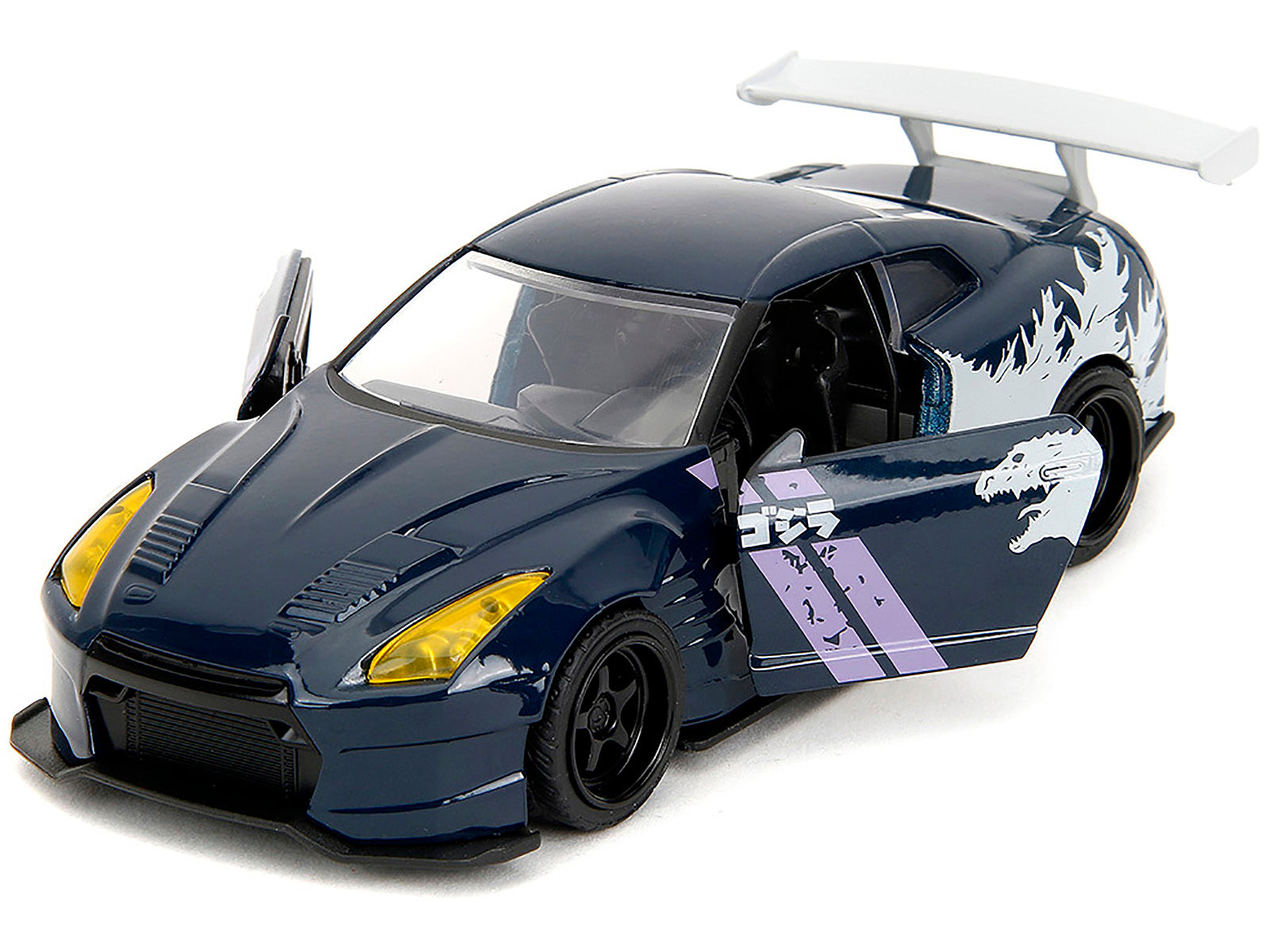 2009 Nissan GT-R (R35) Ben Sopra Dark Blue with Graphics "Godzilla" "Hollywood Rides" Series 1/32 Diecast Model Car by Jada Jada