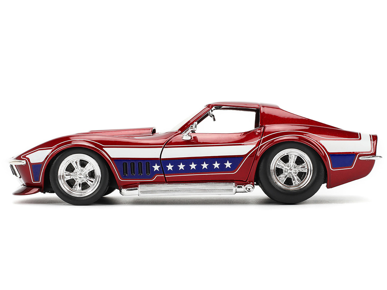 1969 Chevrolet Corvette Stingray ZL1 Red Metallic with Stars and Stripes Graphics "Bigtime Muscle" Series 1/24 Diecast Model Car by Jada Jada