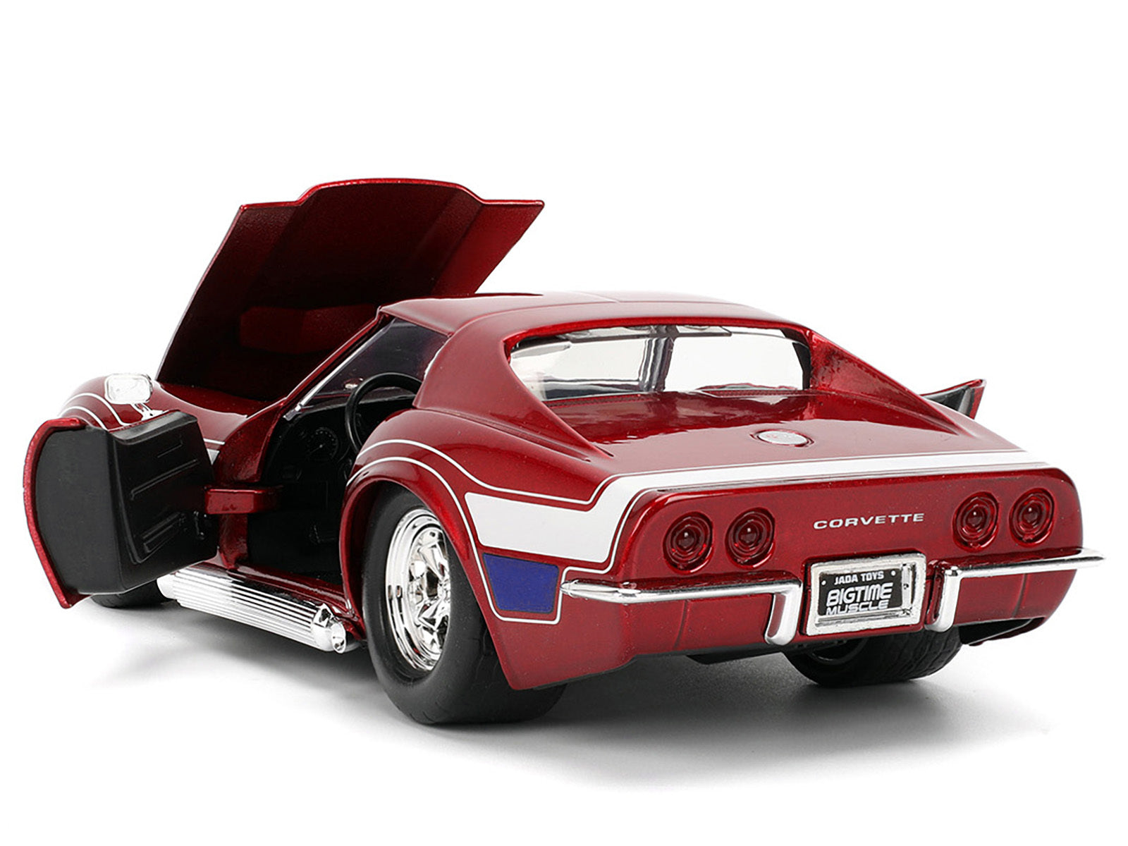 1969 Chevrolet Corvette Stingray ZL1 Red Metallic with Stars and Stripes Graphics "Bigtime Muscle" Series 1/24 Diecast Model Car by Jada Jada