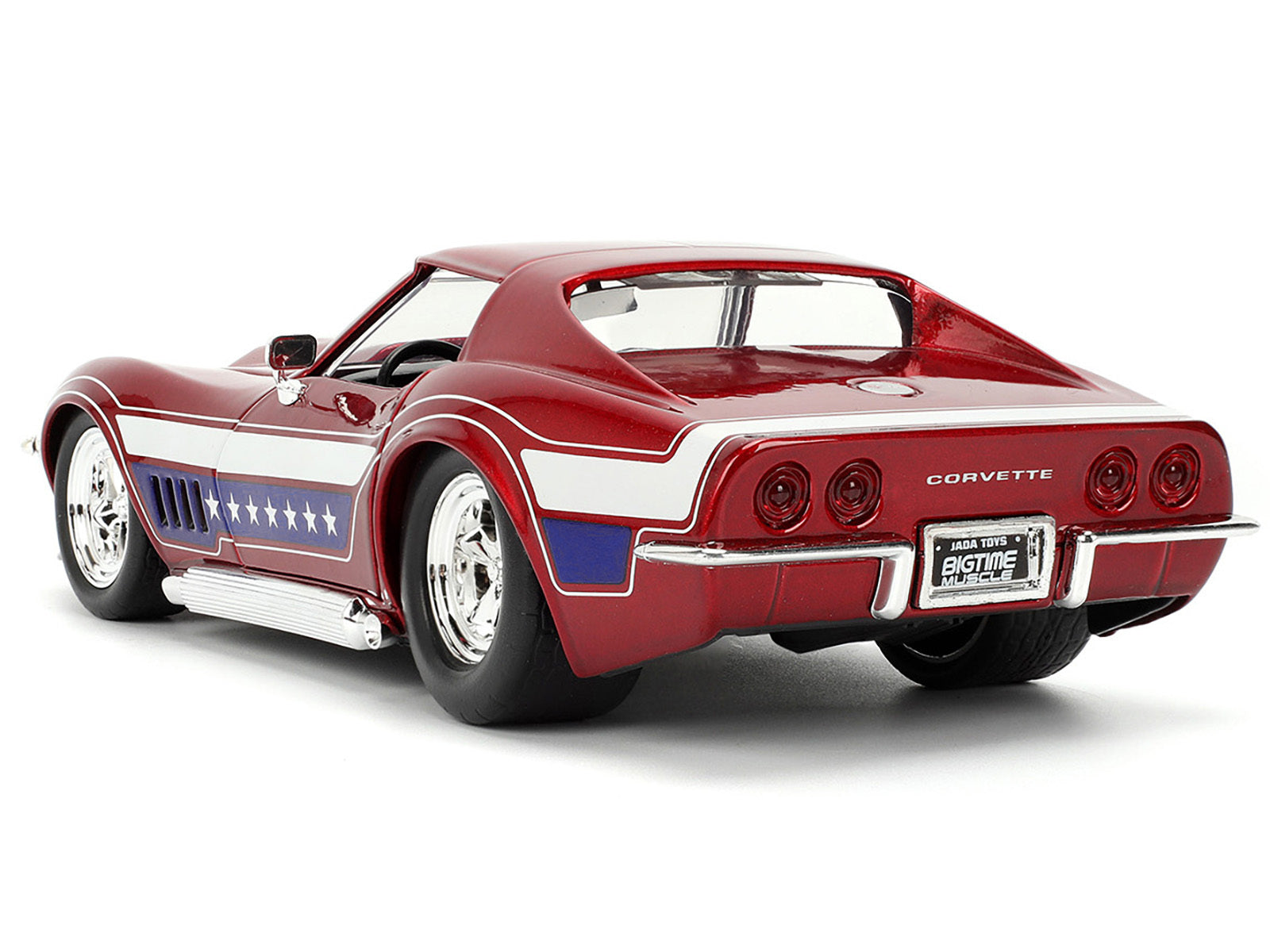 1969 Chevrolet Corvette Stingray ZL1 Red Metallic with Stars and Stripes Graphics "Bigtime Muscle" Series 1/24 Diecast Model Car by Jada Jada