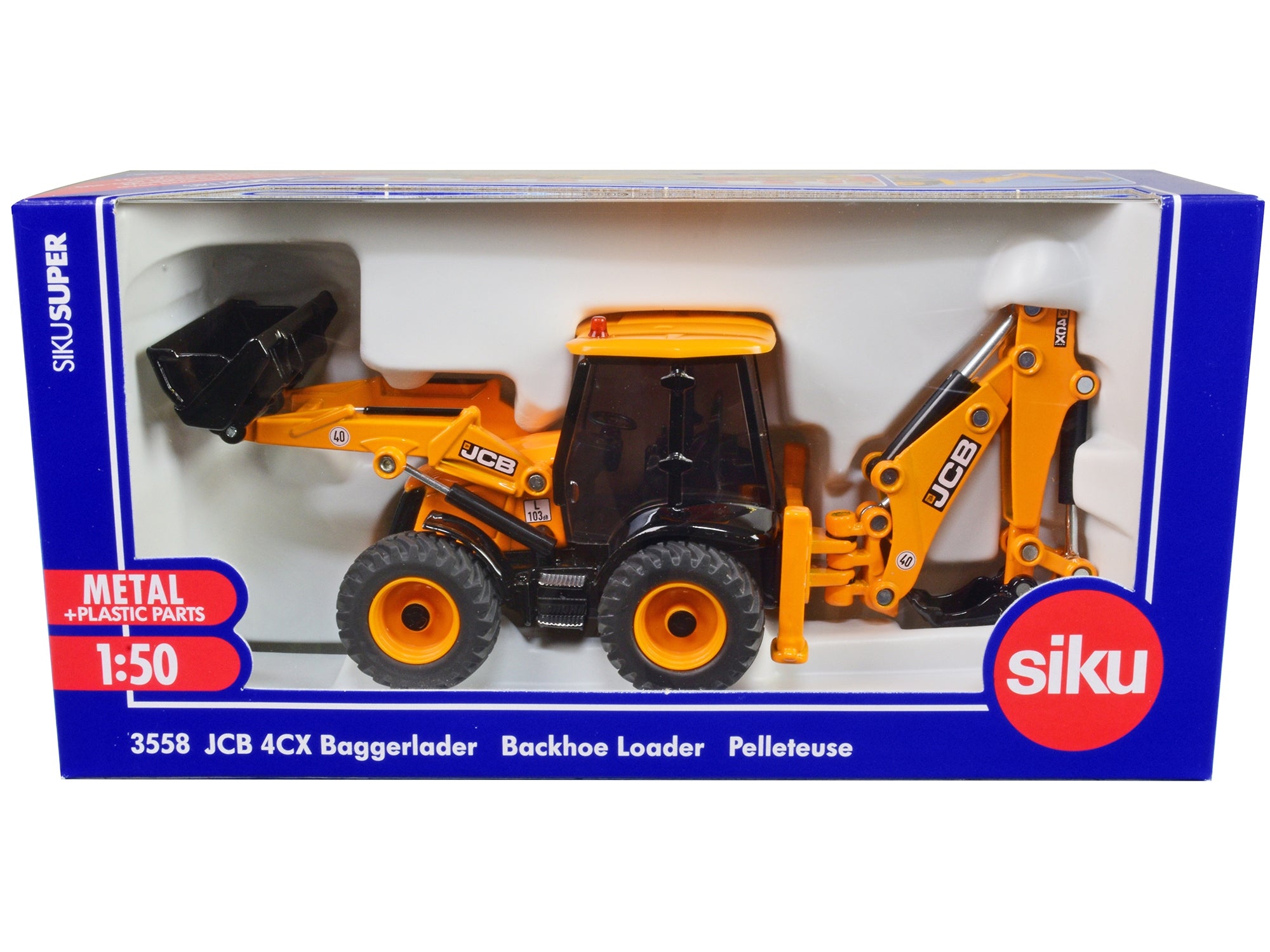 JCB 4CX Back Hoe Loader Yellow 1/50 Diecast Model by Siku SIKU