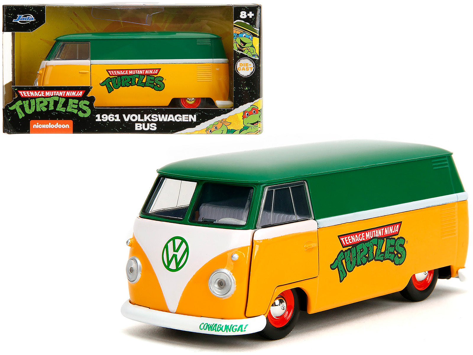 1961 Volkswagen Bus "Teenage Mutant Ninja Turtles" Green and Yellow with White Interior "Hollywood Rides" Series 1/32 Diecast Model Car by Jada Jada