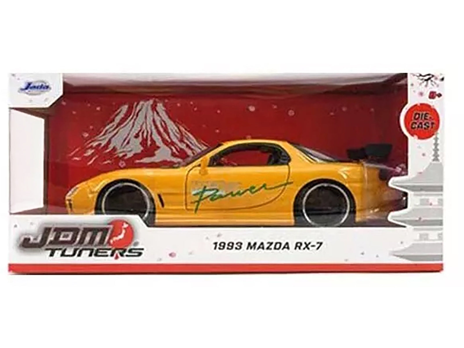 1993 Mazda RX-7 "HKS Power" Yellow with Carbon Hood "JDM Tuners" Series 1/24 Diecast Model Car by Jada Jada