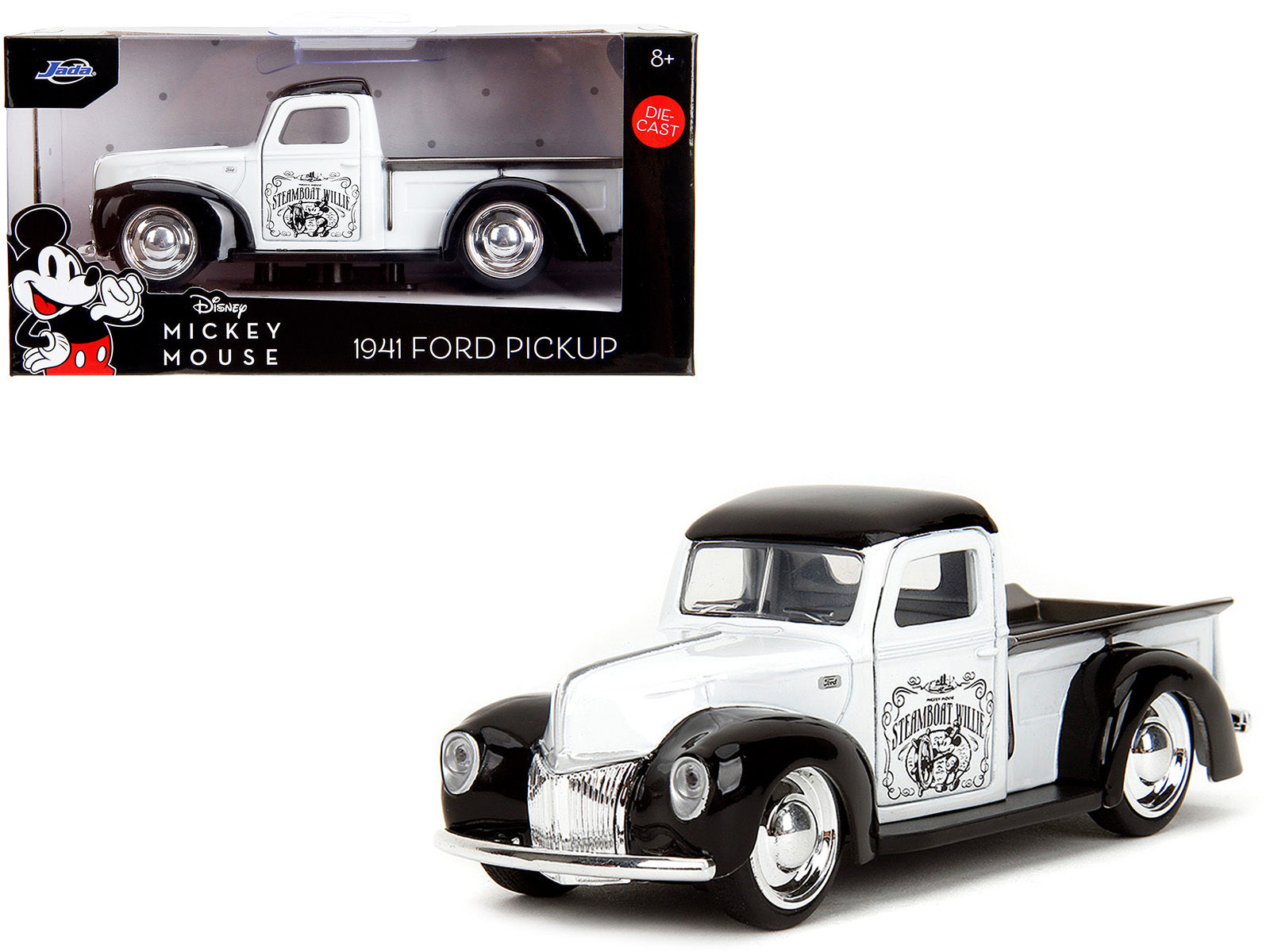 1941 Ford Pickup Truck "Mickey Mouse - Steamboat Willie" White and Black "Hollywood Rides" Series 1/32 Diecast Model Car by Jada Jada