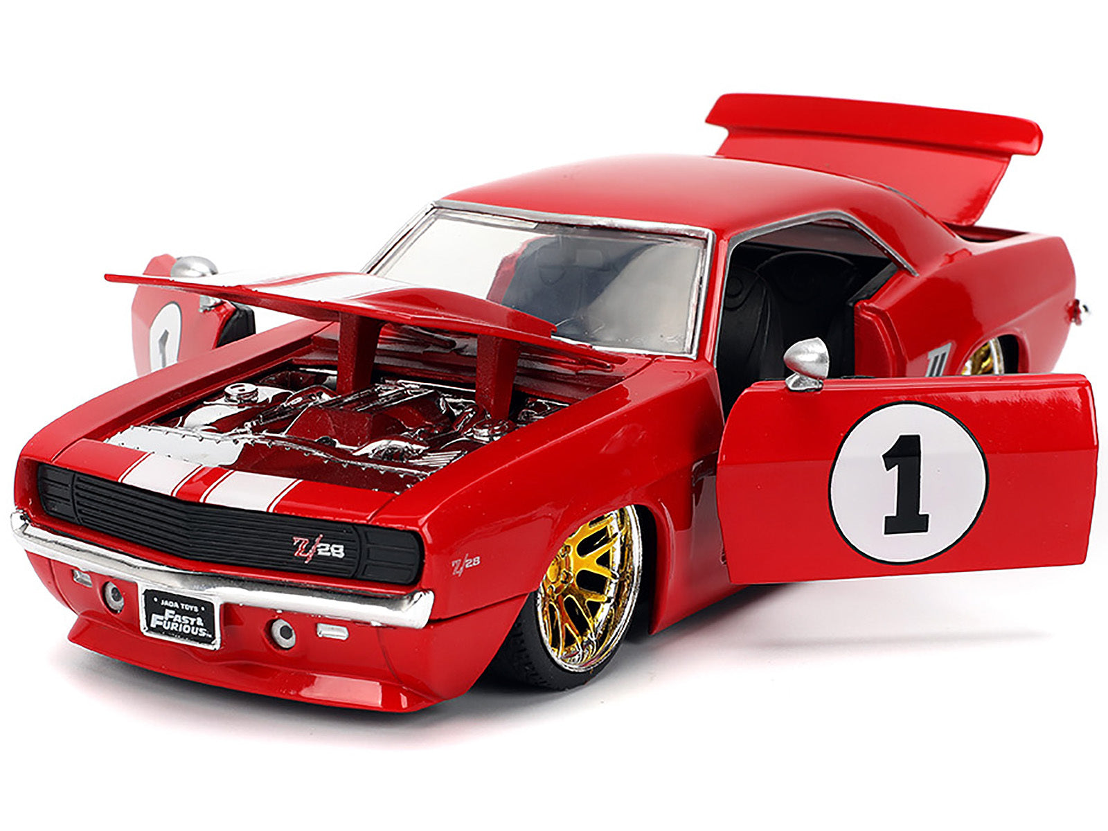 1969 Chevrolet Camaro #1 Red with White Stripes "Fast & Furious" Series 1/24 Diecast Model Car by Jada Jada