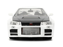 Load image into Gallery viewer, 2002 Nissan Skyline GT-R (R34) RHD (Right Hand Drive) &quot;HKS Power&quot; White with Carbon Hood and Graphics &quot;JDM Tuners&quot; Series 1/24 Diecast Model Car by Jada Jada
