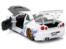 Load image into Gallery viewer, 2002 Nissan Skyline GT-R (R34) RHD (Right Hand Drive) &quot;HKS Power&quot; White with Carbon Hood and Graphics &quot;JDM Tuners&quot; Series 1/24 Diecast Model Car by Jada Jada
