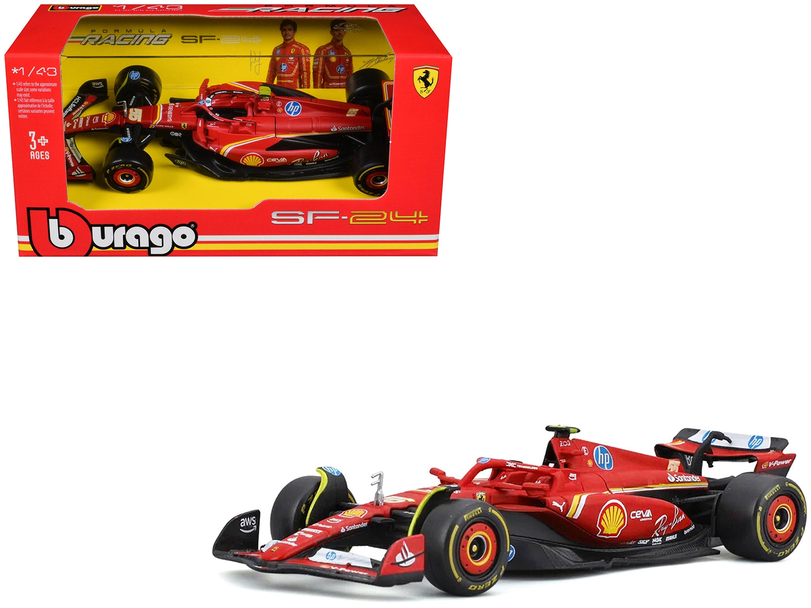 Ferrari SF-24 #55 Carlos Sainz "Formula One F1 World Championship" (2024) "Formula Racing" Series 1/43 Diecast Model Car by Bburago Bburago