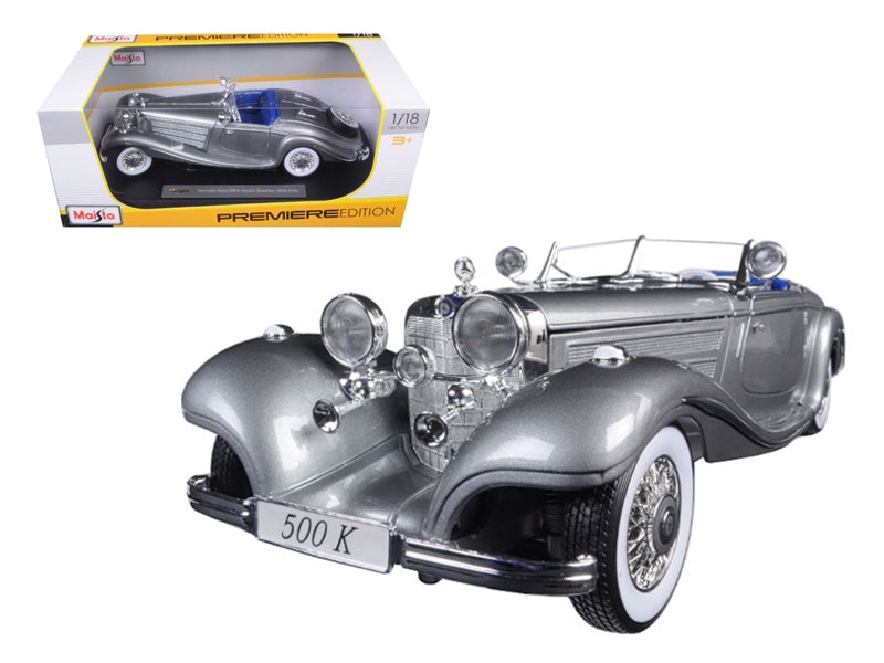 1936 Mercedes 500K Special Roadster Grey 1/18 Diecast Model Car by Maisto Maisto