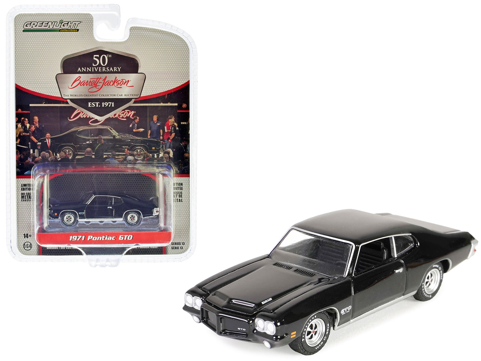 1971 Pontiac GTO Starlight Black (Lot #1030.1) Barrett Jackson "Scottsdale Edition" Series 13 1/64 Diecast Model Car by Greenlight Greenlight