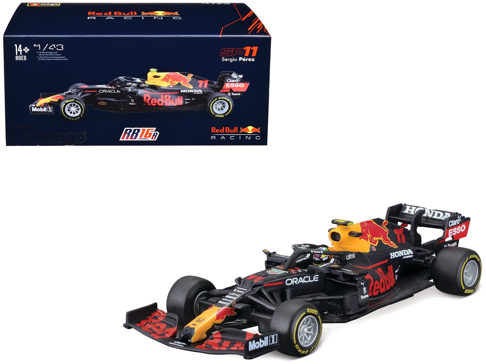 Honda Red Bull Racing RB16B #11 Sergio Perez Formula One F1 (2021) with Display Case 1/43 Diecast Model Car by Bburago Bburago