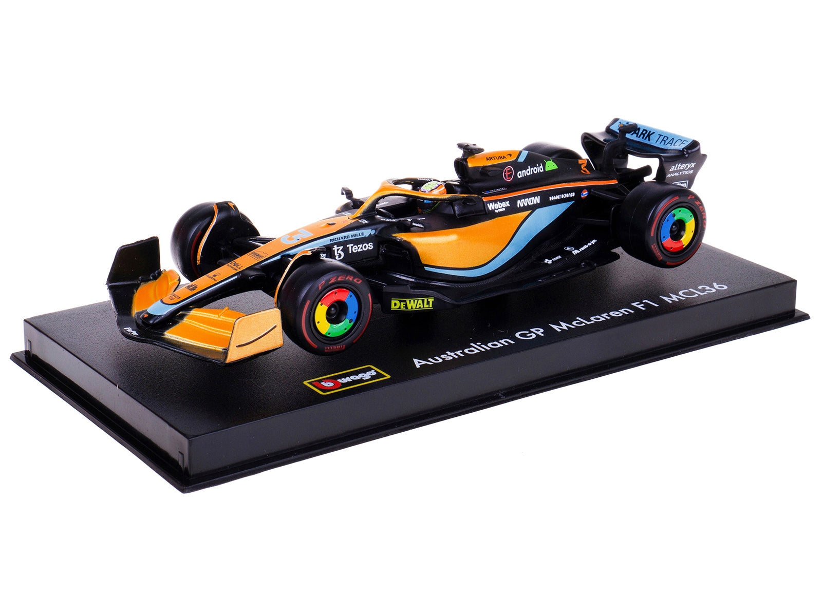 McLaren MCL36 #3 Daniel Ricciardo Formula One F1 "Australian GP" (2022) with Display Case 1/43 Diecast Model Car by Bburago Bburago