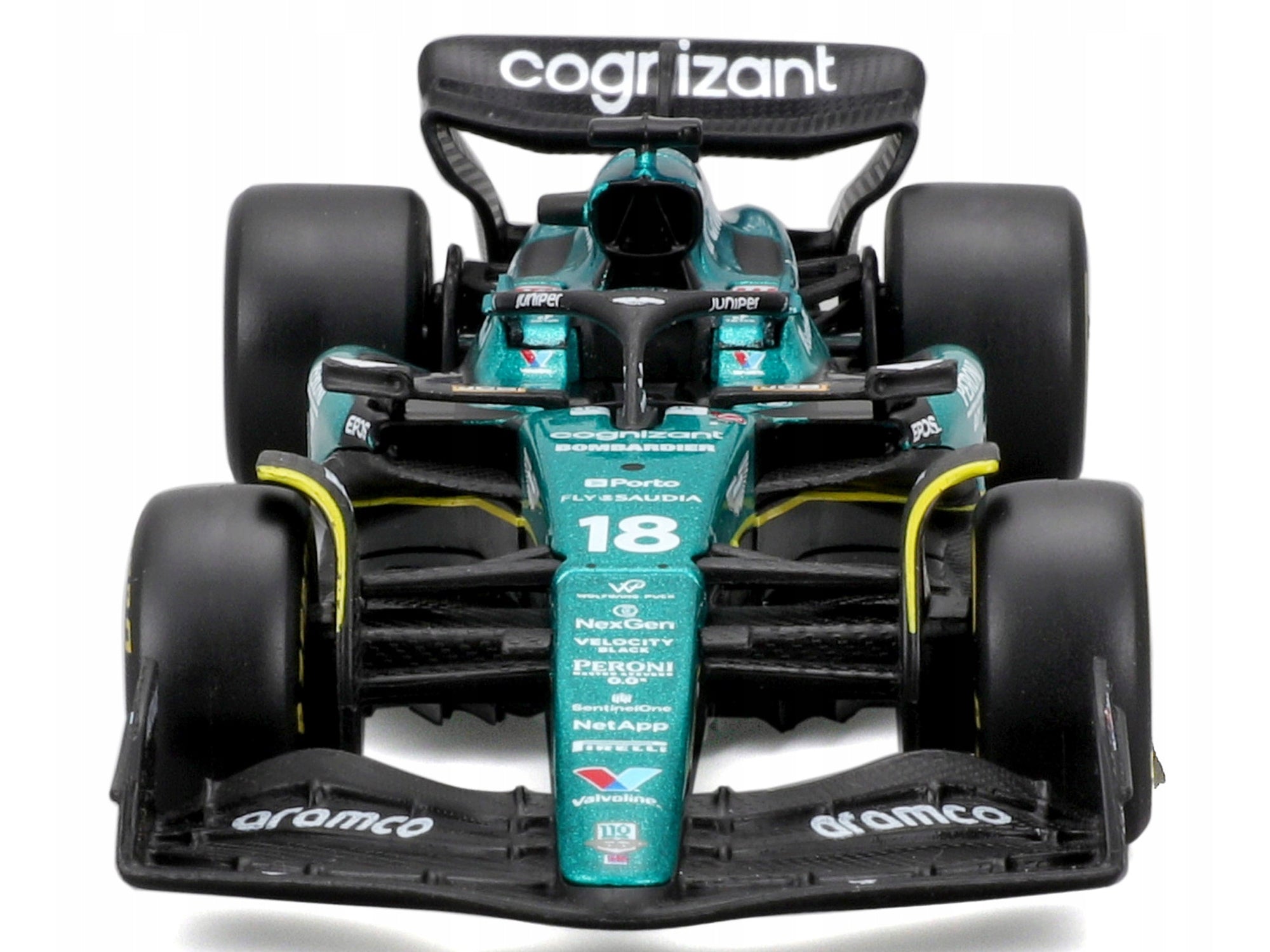 Aston Martin AMR23 #18 Lance Stroll "Cognizant Aramco F1 Team" Formula One F1 World Championship (2023) "Race" Series 1/43 Diecast Model Car by Bburago Bburago