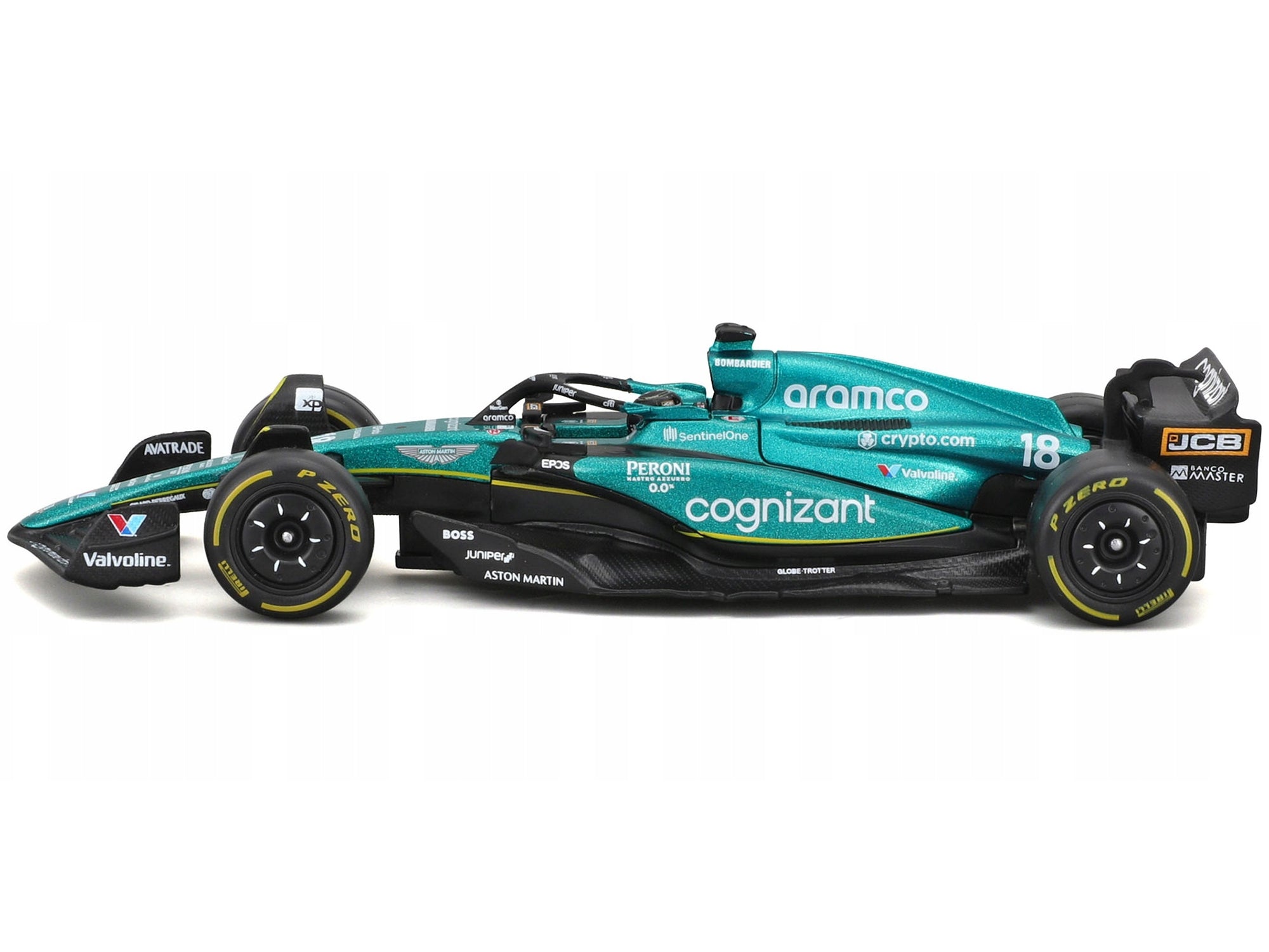 Aston Martin AMR23 #18 Lance Stroll "Cognizant Aramco F1 Team" Formula One F1 World Championship (2023) with Display Case "Race" Series 1/43 Diecast Model Car by Bburago Bburago