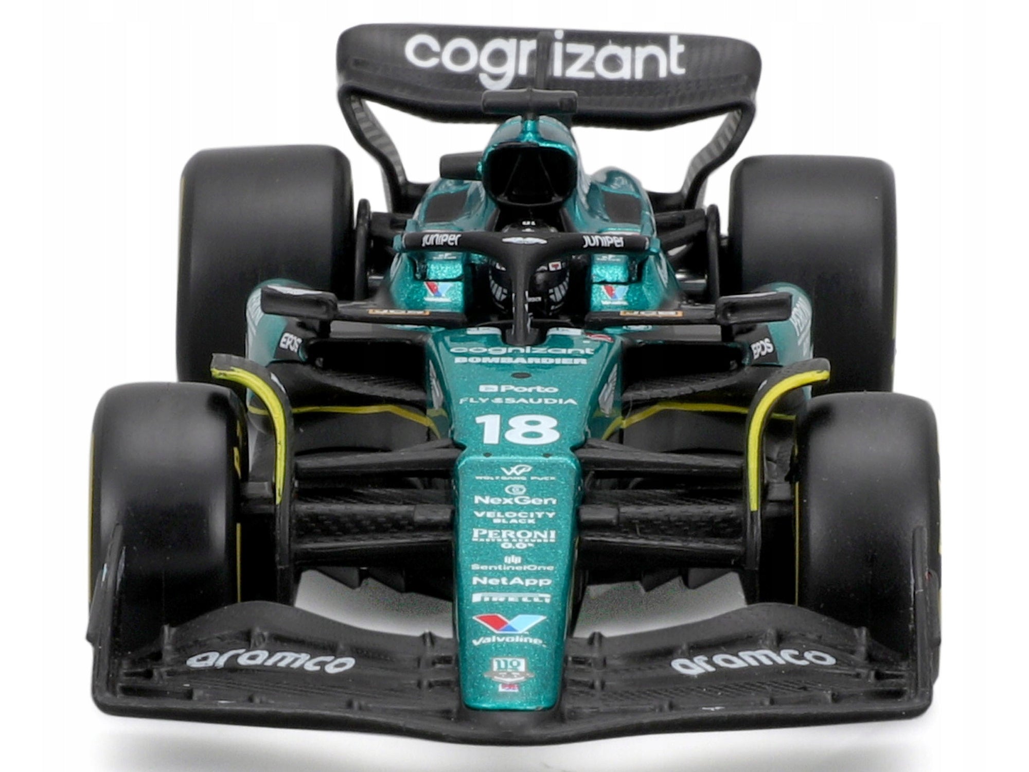 Aston Martin AMR23 #18 Lance Stroll "Cognizant Aramco F1 Team" Formula One F1 World Championship (2023) with Display Case "Race" Series 1/43 Diecast Model Car by Bburago Bburago