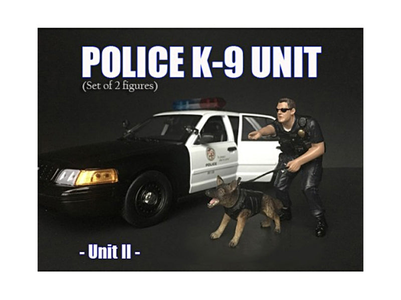 Police Officer Figure with K9 Dog Unit II for 1/18 Scale Models by American Diorama American Diorama