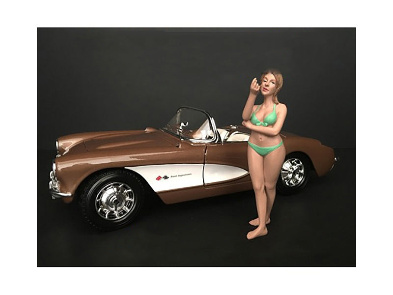 August Bikini Calendar Girl Figurine for 1/18 Scale Models by American Diorama American Diorama