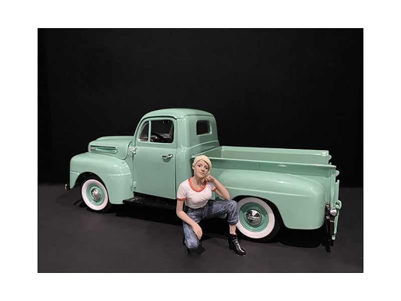 Car Girl in Tee Michelle Figurine for 1/18 Scale Models by American Diorama American Diorama