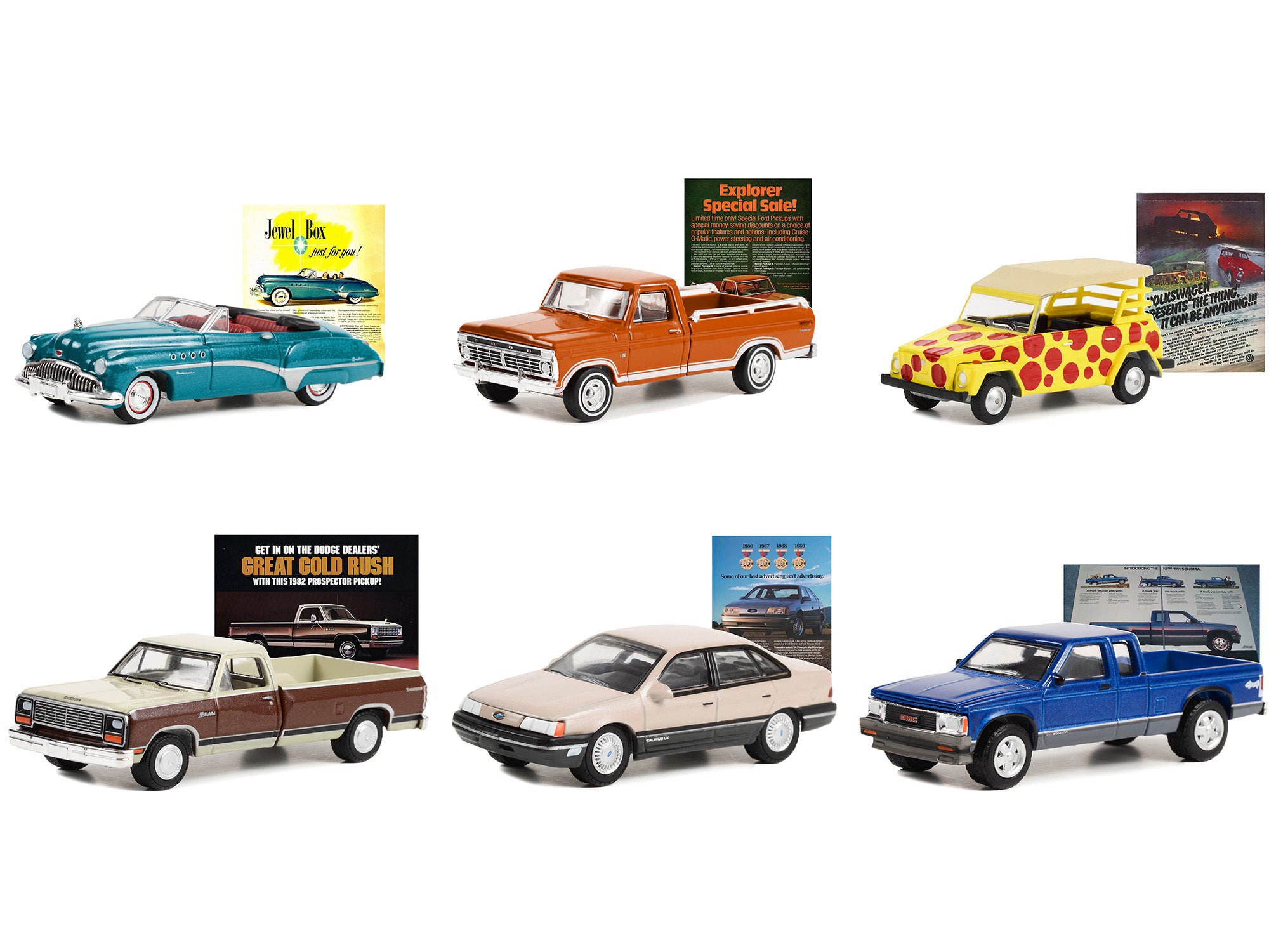 "Vintage Ad Cars" Set of 6 pieces Series 8 1/64 Diecast Model Cars by Greenlight Greenlight