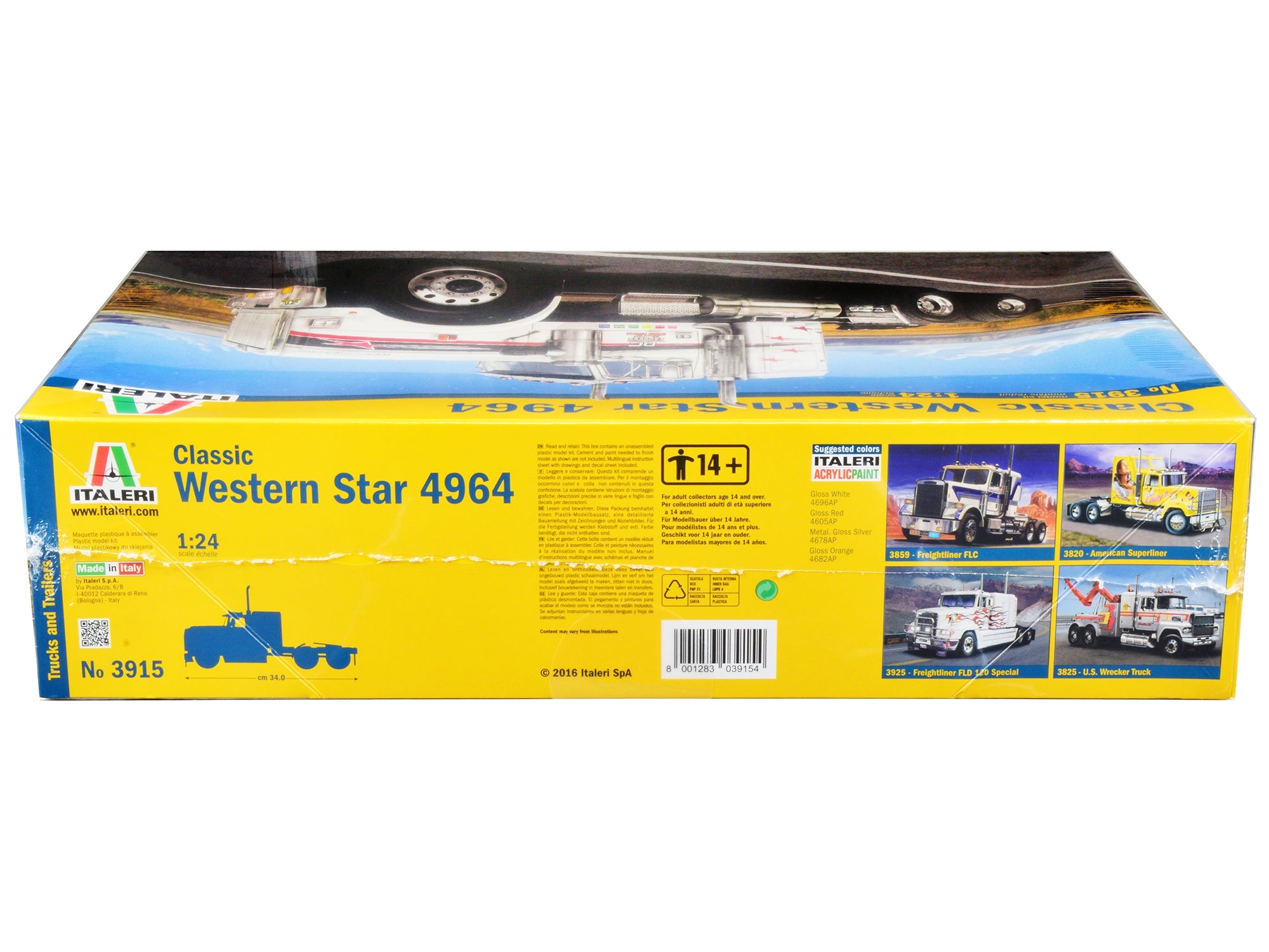 Skill 3 Model Kit Western Star Classic 4964 Truck Tractor 1/24 Scale Model by Italeri Italeri