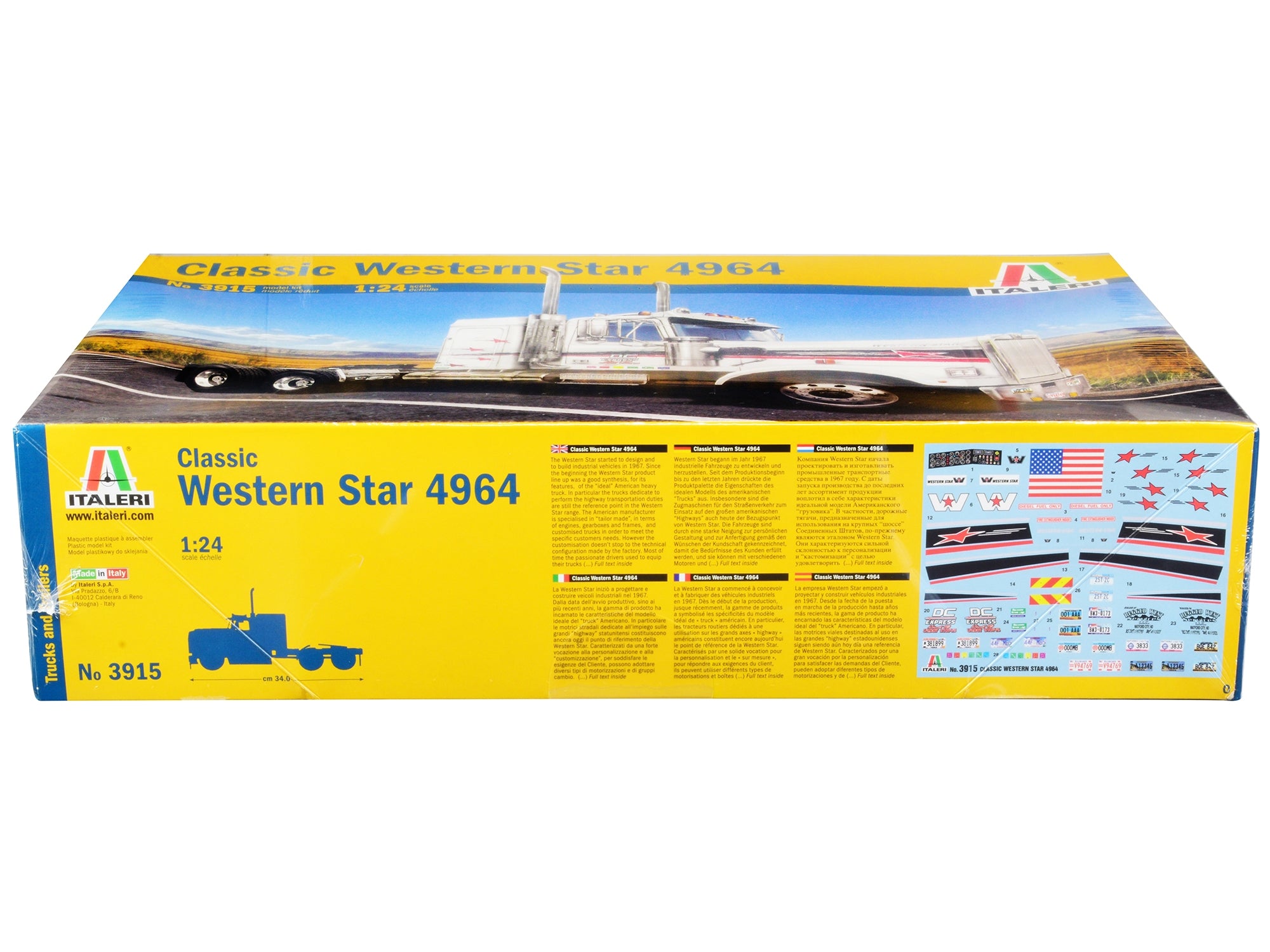 Skill 3 Model Kit Western Star Classic 4964 Truck Tractor 1/24 Scale Model by Italeri Italeri