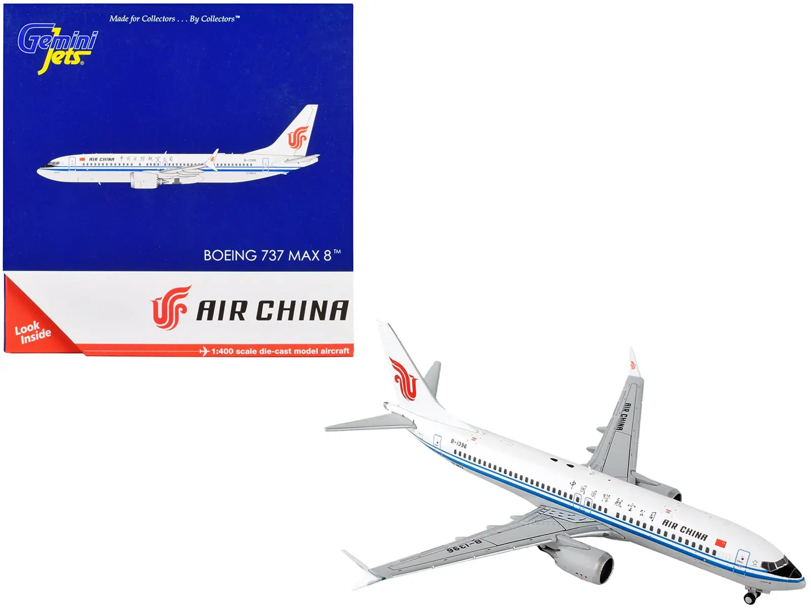 Boeing 737 MAX 8 Commercial Aircraft "Air China" White with Blue Stripes 1/400 Diecast Model Airplane by GeminiJets - DREAMLAND DIE CAST