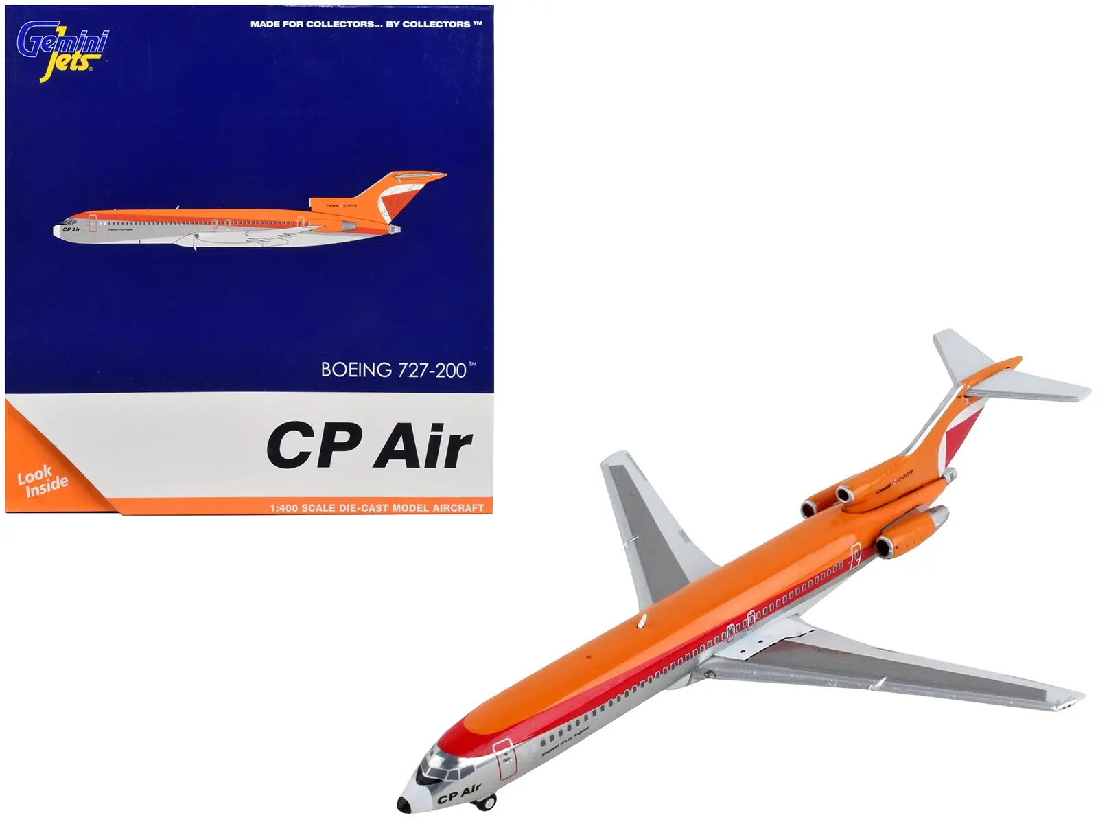 Boeing 727-200 Commercial Aircraft "CP Air" Orange and Silver with Red Stripes 1/400 Diecast Model Airplane by GeminiJets GeminiJets